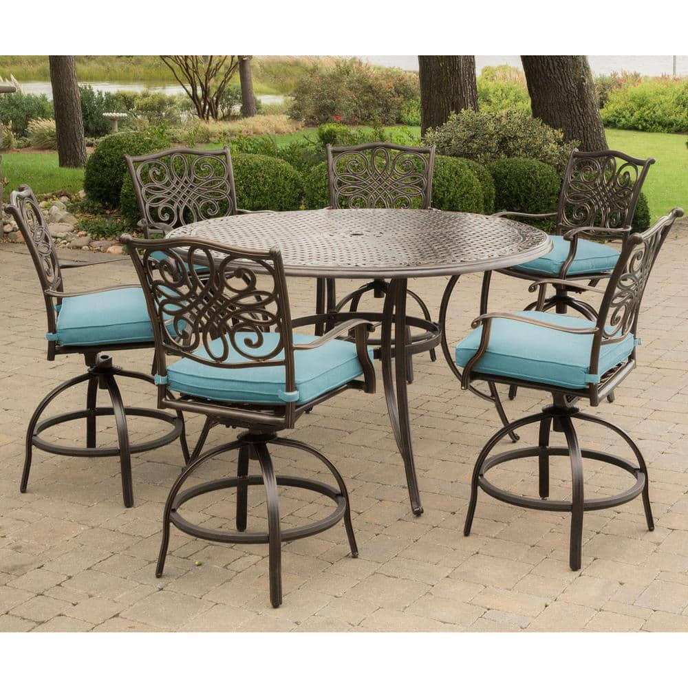 round outdoor table with swivel chairs