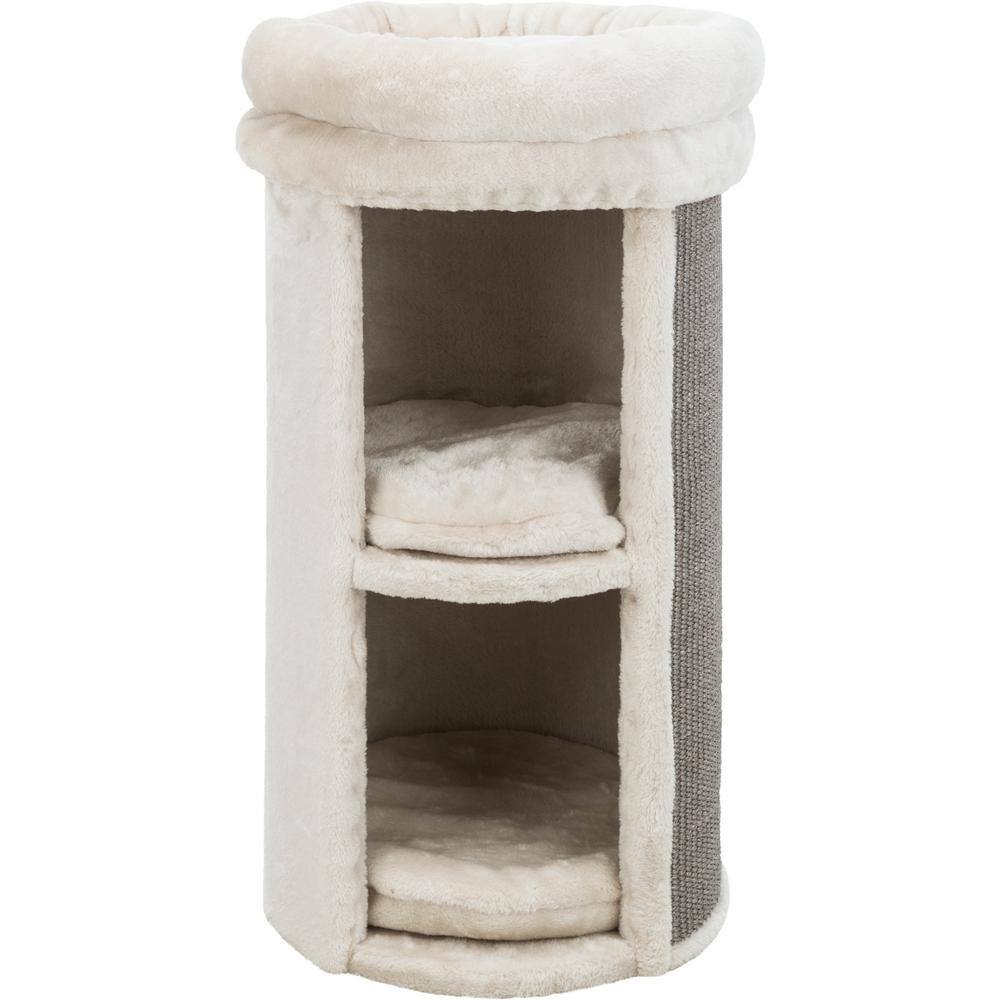Gray and Taupe Sisal 2-Story Cat Tower with Removable Cushions