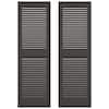 Builders Edge 12 in. x 60 in. Louvered Vinyl Exterior Shutters Pair in Tuxedo Grey 010120060018
