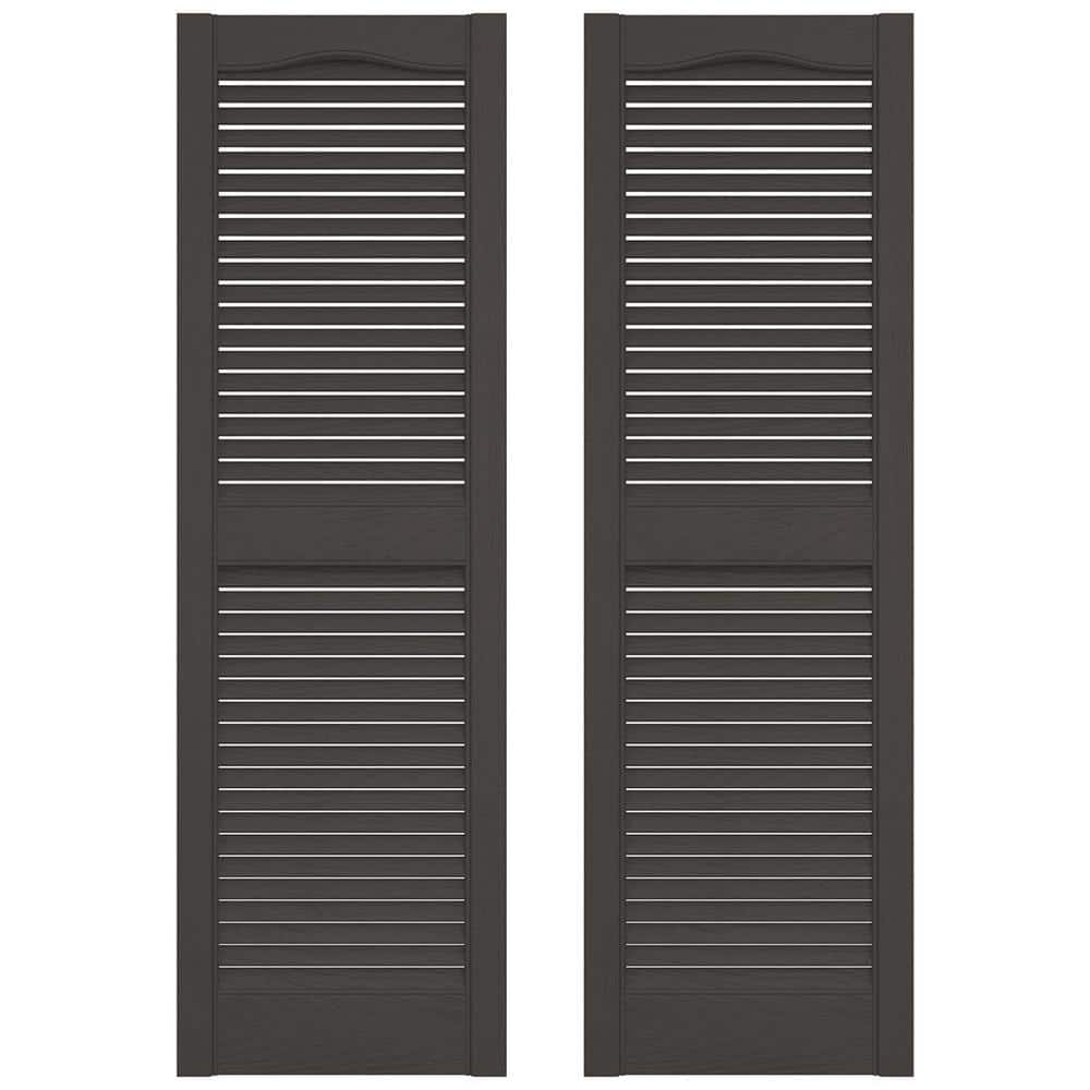 14.5 in. x 55 in. Louvered Vinyl Exterior Shutters Pair in Tuxedo Grey price history on PriceWatchPro