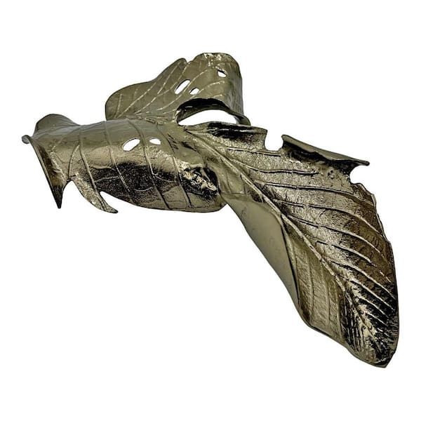Bronze 5 in. x 17 in. Handmade Aluminum Metal Modern Abstract Leaf Sculpture