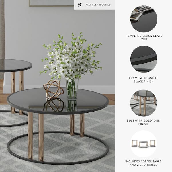 Signature DESIGN BY ASHLEY Hannerly 36.25 in. Black/Gold Round