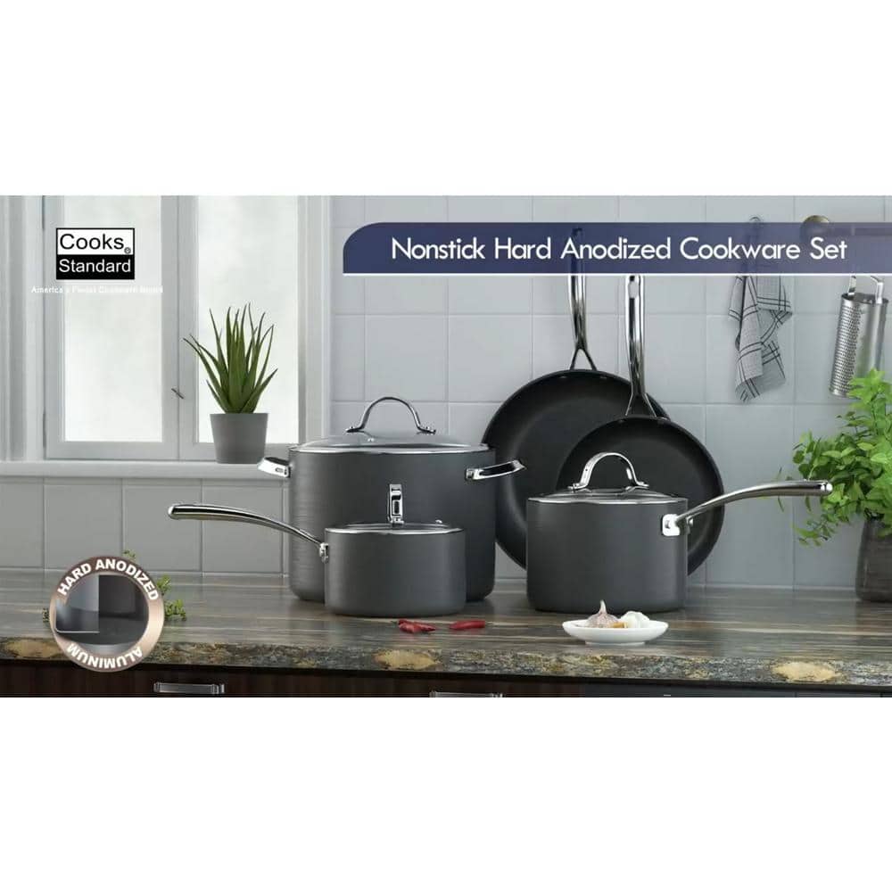 3-Piece Black Aluminum Nonstick Frying Pan Set with Stainless Steel Handles