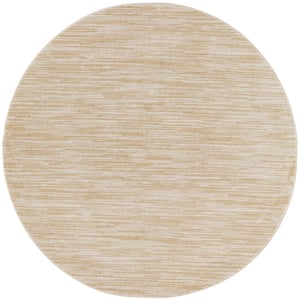 Essentials 8 ft. Round Ivory Gold Abstract Contemporary Round Indoor/Outdoor Area Rug