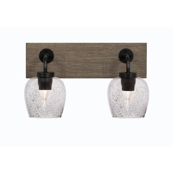 Unbranded Kirby 16.5 in. 2-Light Matte Black and Painted Distressed Wood-look Metal Vanity Light