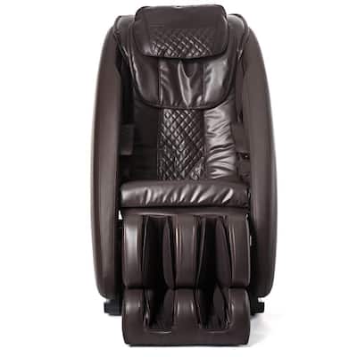 Ji Brown Modern Synthetic Leather Premium Zero Wall Heated L Track Massage Chair