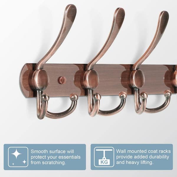 Wall Hooks for Hanging Metal Coat Hooks Wall Mounted with 4~6 Double Hook  Retro Double Hooks Heavy Duty Door Hanger for Towel Hat Key (Color : C,  Size