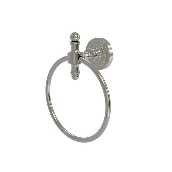 Allied Brass Retro Dot Collection Wall Mounted Towel Ring in Satin Nickel