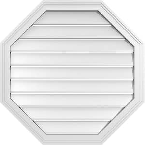 30" x 30" Octagonal Surface Mount PVC Gable Vent: Functional with Brickmould Frame