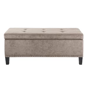 Tessa Taupe Tufted Top Storage Bench 18 in. H x 42 in. W x 18 in. D
