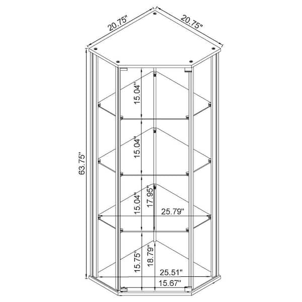 Coaster Zenobia Clear and Black Glass Shelf Storage Cabinet 953234