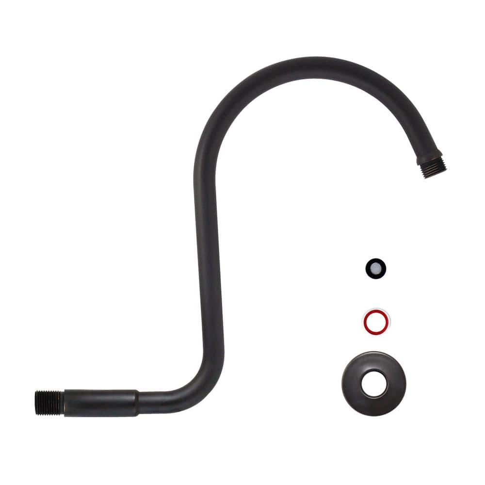 Rubbed Bronze S-Shaped Ceiling Shower Arm with Flange
