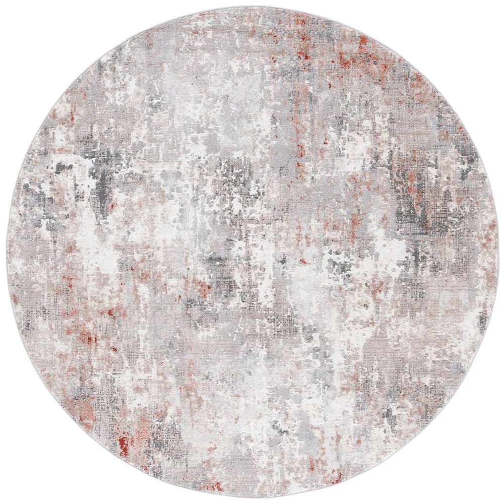 Olive Grey Rust Rug SAFAVIEH Vogue 7 ft. x 7 ft. Rust/Gray Distressed Round Area Rug ...