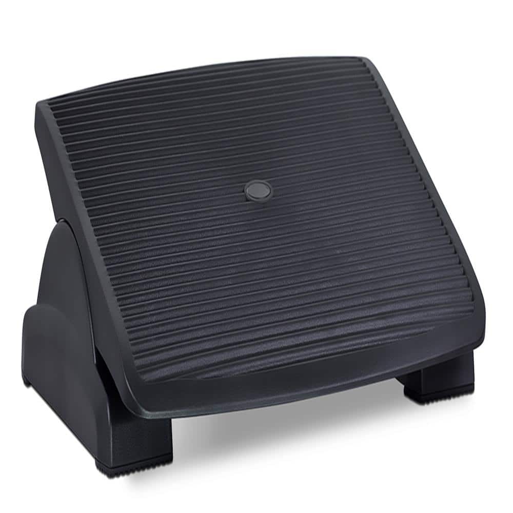Loyalheartdy Height Adjustable Footrest 360 Rotatable Office Foot Stool  w/Wheels Ergonomic Foot Stand Black