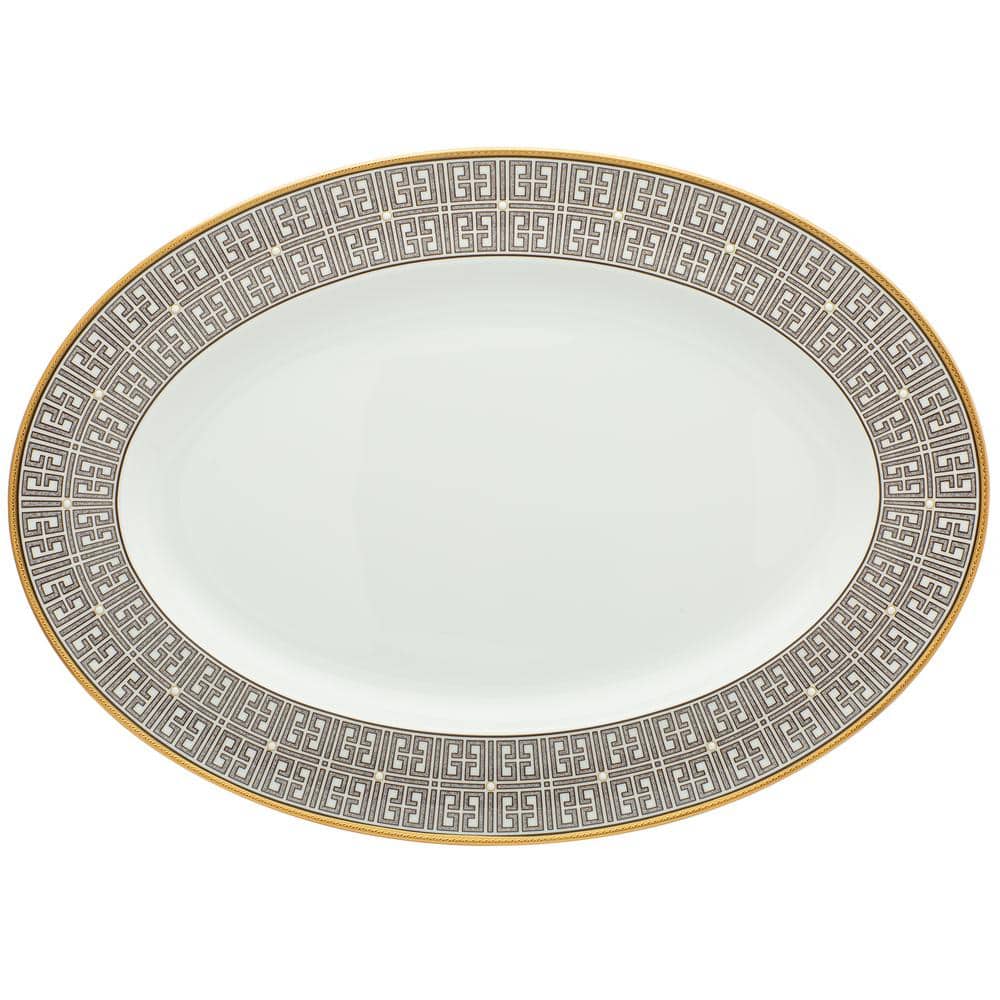 Noritake Infinity Bronze 16 in. (Bronze) Bone China Oval Platter 4980414 The Home Depot