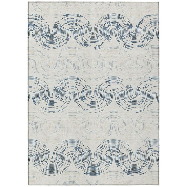 Chantille Machine Washable Indoor/Outdoor Abstract ACN2461 Ivory 9 ft. x 12 ft. Area Rug