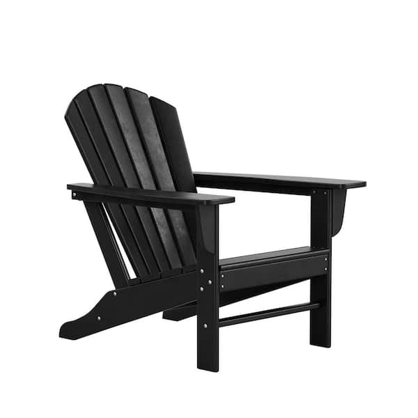 Mason Black Poly Plastic Outdoor Patio Classic Adirondack Chair, Fire Pit Chair