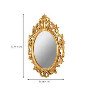 Medium Vintage Oval Framed Gold Mirror (23 in. W x 31 in. H)