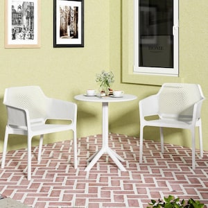 3-Piece Plastic Outdoor Bistro Set in Antique White