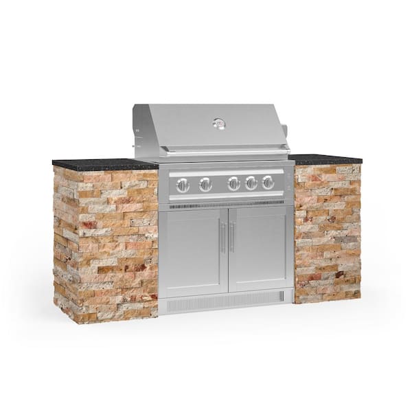 NewAge Products Signature Series 75.16 in. x 25.5 in. x 51 in. 6-Piece Outdoor Kitchen Cabinet Set with Natural Gas 36 in. Grill