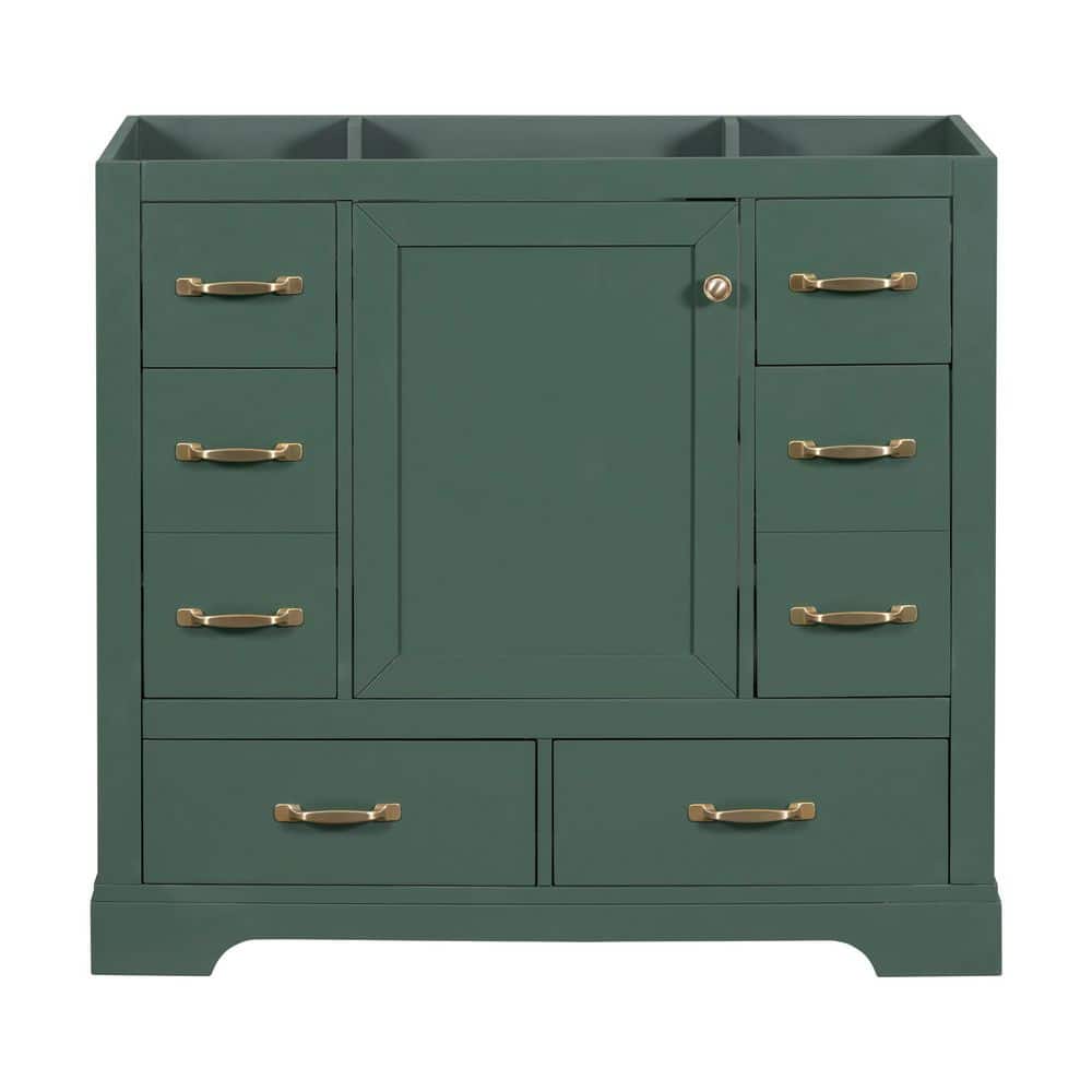 36 in. Freestanding Rectangular Bath Vanity Cabinet without Top in Green wi