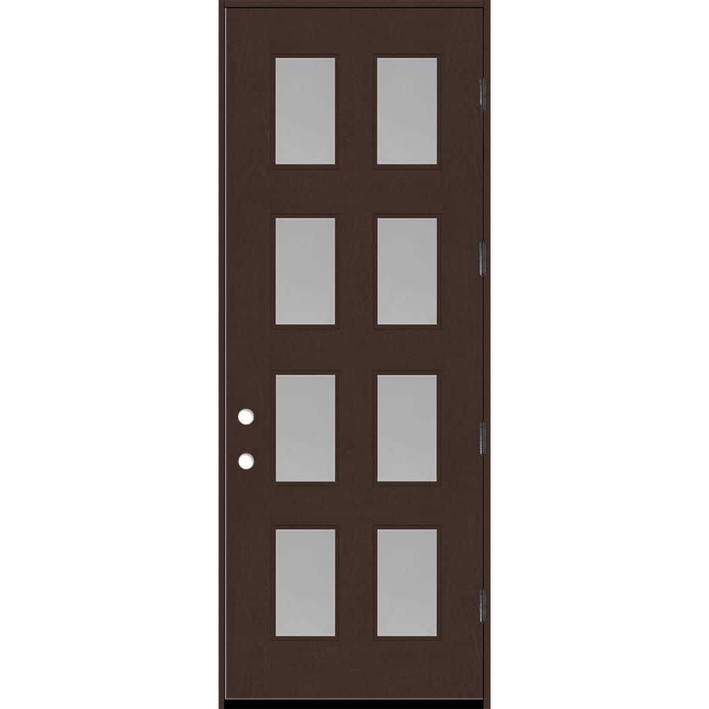 Regency 36 in. x 96 in. 8L Modern Clear Glass LHOS Chestnut Stained Fiberglass Prehung Front Door w/6 in. Jamb price history on PriceWatchPro