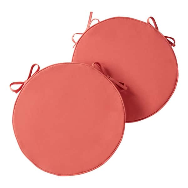Greendale Home Fashions 18 in. x 18 in. Coral Round Outdoor Seat Cushion (2-Pack)