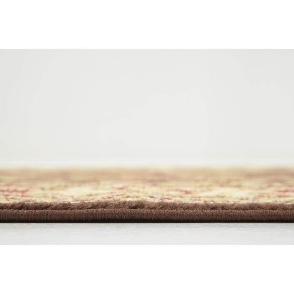 Classic Elegance 4' x 6' Brown Floral Synthetic Area Rug