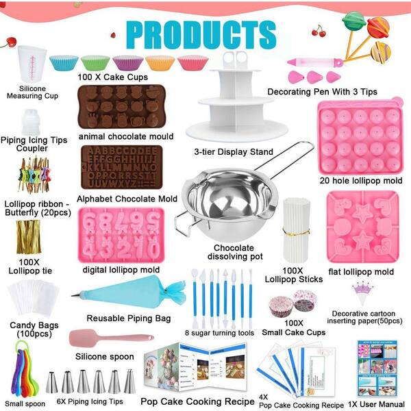 UUDULY Cake Pop Maker Kit 618Pcs Silicone Molds Multi-Shape