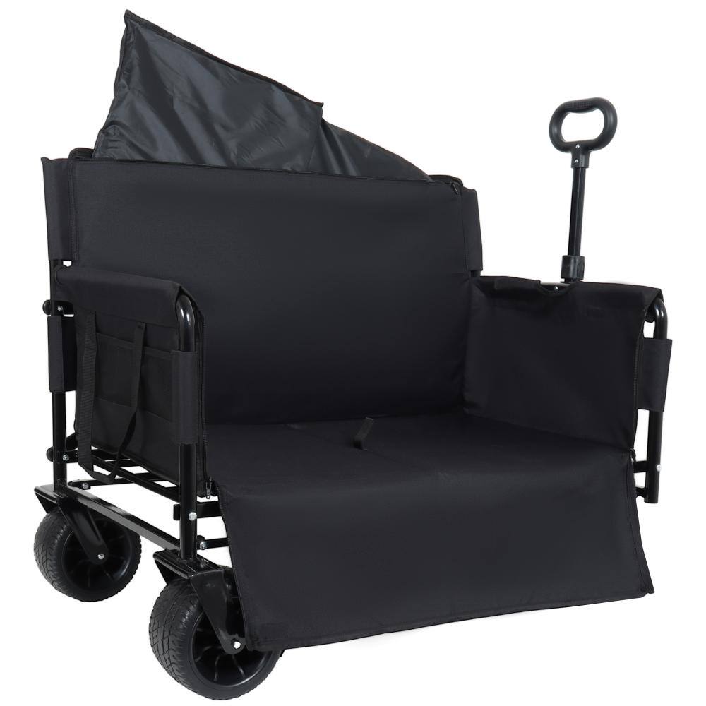 "6.35 cu. ft. Steel Utility Wagon Garden Cart w/Extended Height Wall/Open Side/multi-use Bag in Black (7"" Dia. Wheel)" price history on PriceWatchPro
