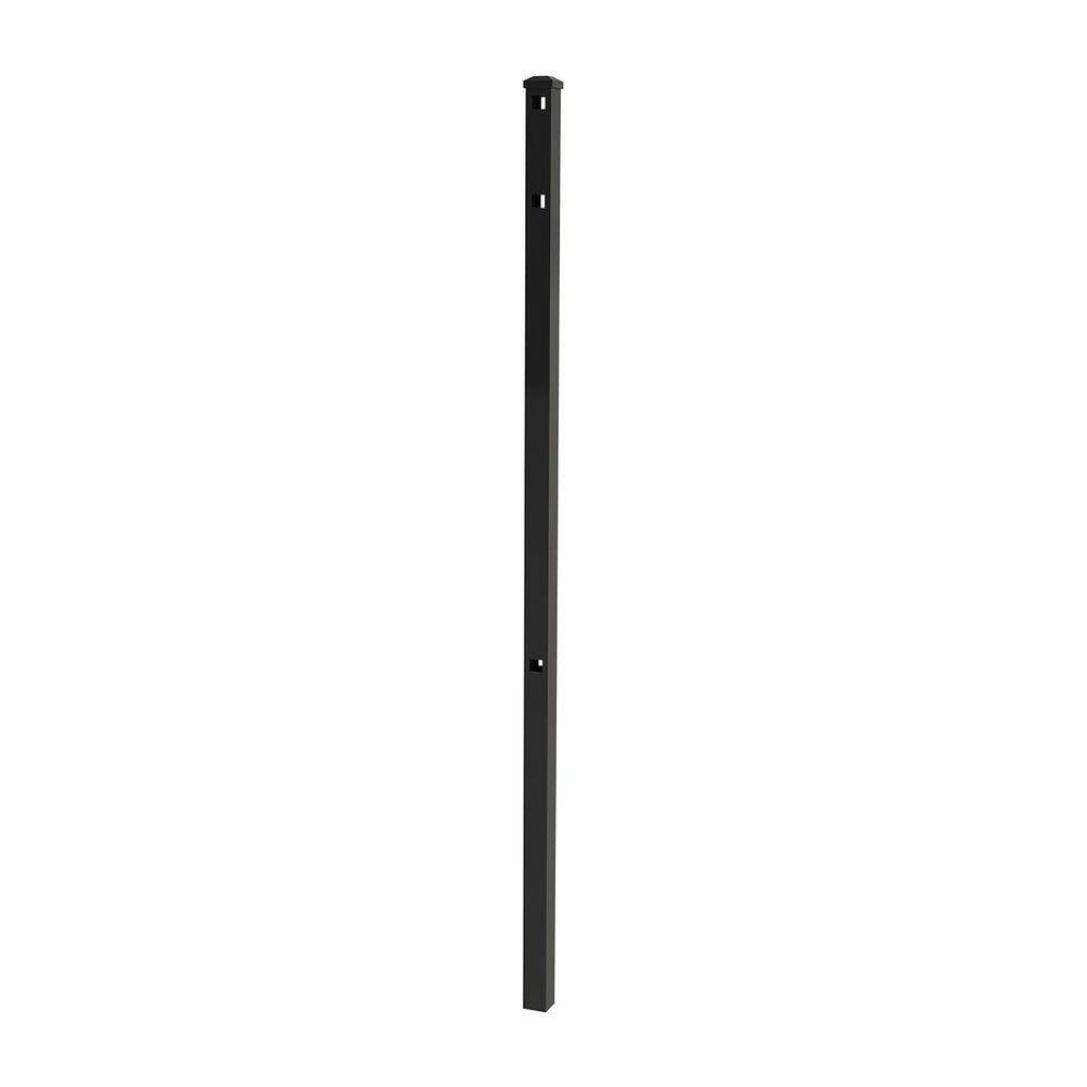 79 in. H 3Rail Deluxe Black Aluminum Line Fence Post with Cap 836096 The Home Depot