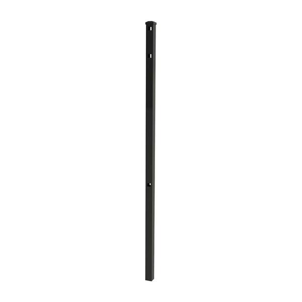 FORGERIGHT 79 in. H 3-Rail Deluxe Black Aluminum Line Fence Post with Cap