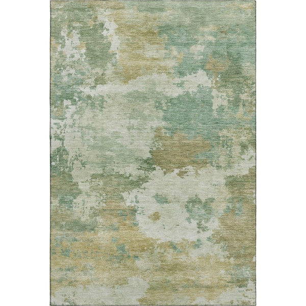 Mayfield Premium Machine Washable Abstract AMF2144 Aloe 5 ft. x 7 ft. 6 in. Area Rug