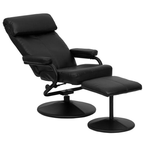 Flash Furniture Contemporary Black Leather Recliner And Ottoman With Wrapped Base Bt7863bk The Home Depot Flash Furniture Contemporary Black, Flash Furniture Reclining Office Chair With Ottoman