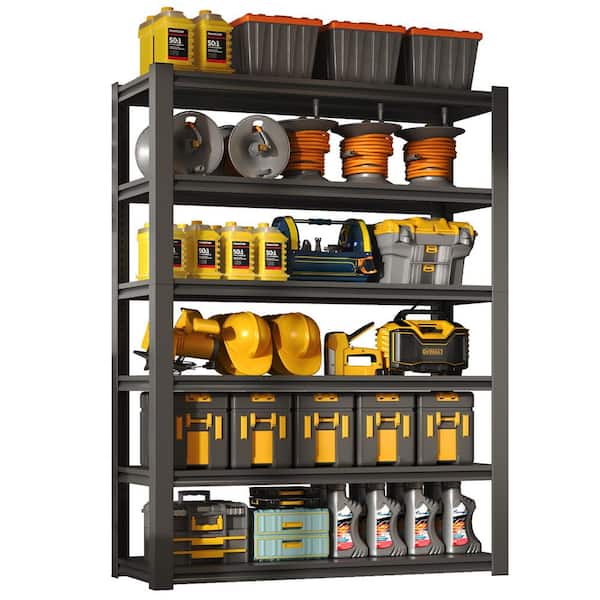 6-Tiers Steel Heavy Duty Adjustable Garage Storage Shelving Unit in Black (48 in. W x 82 in. H x 18 in. D)