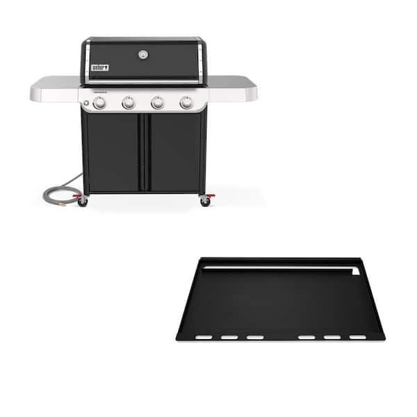 Genesis E-415 4-Burner Natural Gas Grill in Black with Full Size Griddle Insert