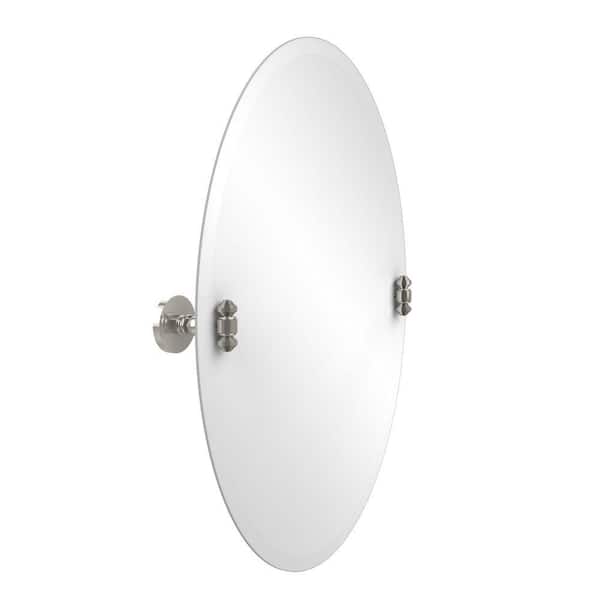 Allied Brass South Beach Collection 21 in. x 29 in. Frameless Oval Single Tilt Mirror with Beveled Edge in Polished Nickel