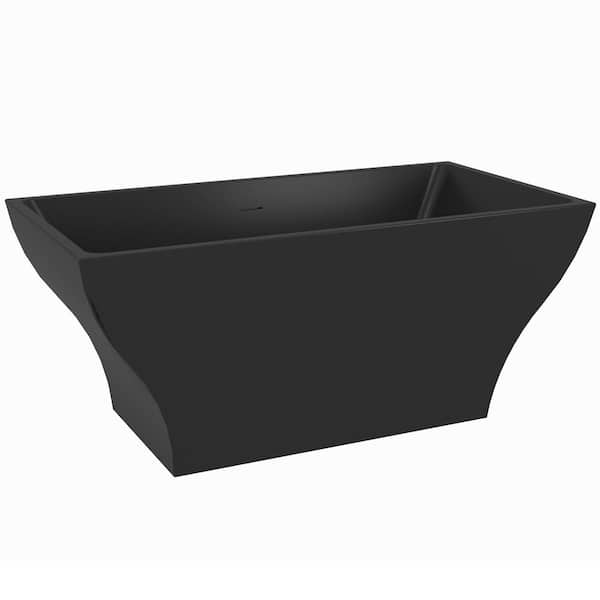 AKDY Freestanding 53.9 in. Fiberglass Flatbottom Non-Whirlpool Double Ended Bathtub in Matte Black