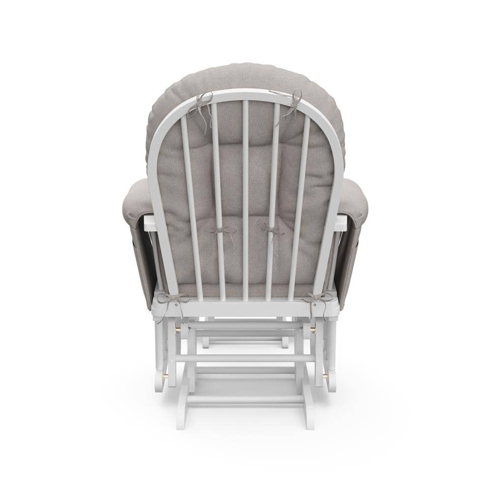 White and Taupe Swirl Glider with Ottoman Set