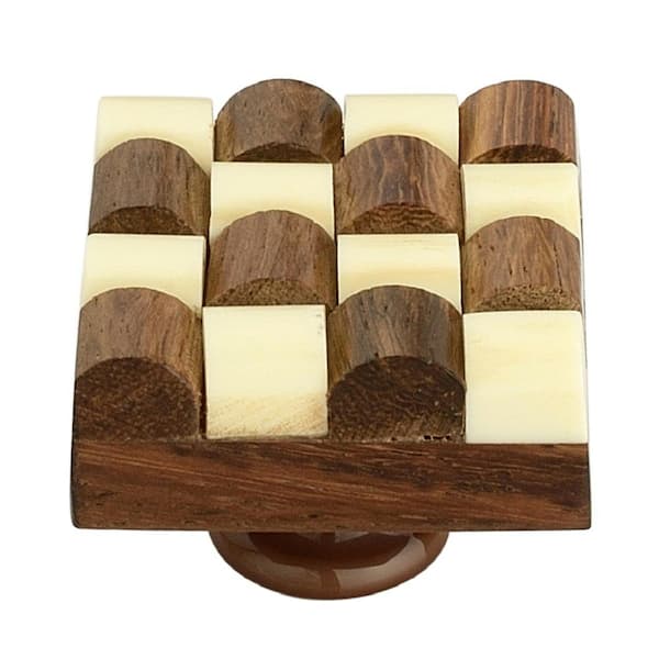 Mascot Hardware Fusion Checkered 1-1/3 in. (34 mm) Cream and Brown Cabinet Knob
