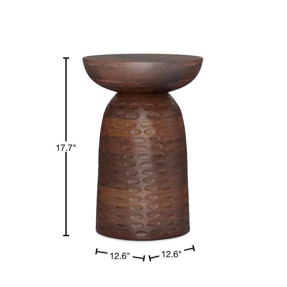 Boyd Warm Dark Brown Solid Wood Round Accent Table
