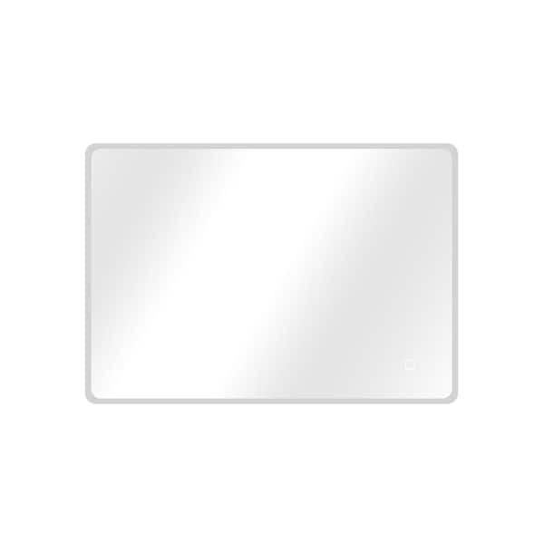 Aosspy Modern 36 in. W x 28 in. H Large Rectangular Frameless Anti-Fog LED Light Wall Bathroom Vanity Mirror in Silver