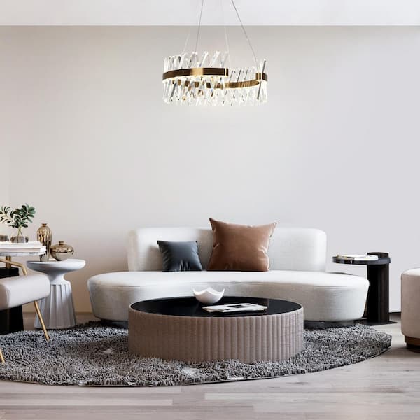 Tadonipkeseismo 2-Light Dimmable Integrated LED Plating Brass Crystal Chandelier