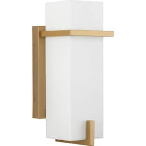 Antrim Collection 1-Light Soft Gold Modern Small Outdoor Wall Sconce Lantern