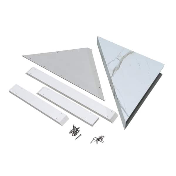 PALISADE 24.88 in. x 12.31 in. Vinyl Waterproof Walk in Corner Shower Seat in Carrara Marble/Urban Glacier