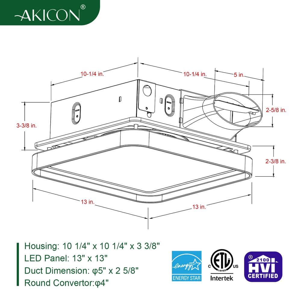 Matte Black 100 CFM Bathroom Exhaust Fan with LED Light