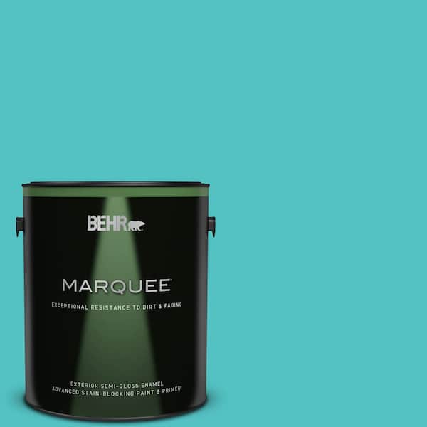BEHR MARQUEE 1 gal. #500B-4 Gem Turquoise Semi-Gloss Enamel Exterior Paint & Primer
