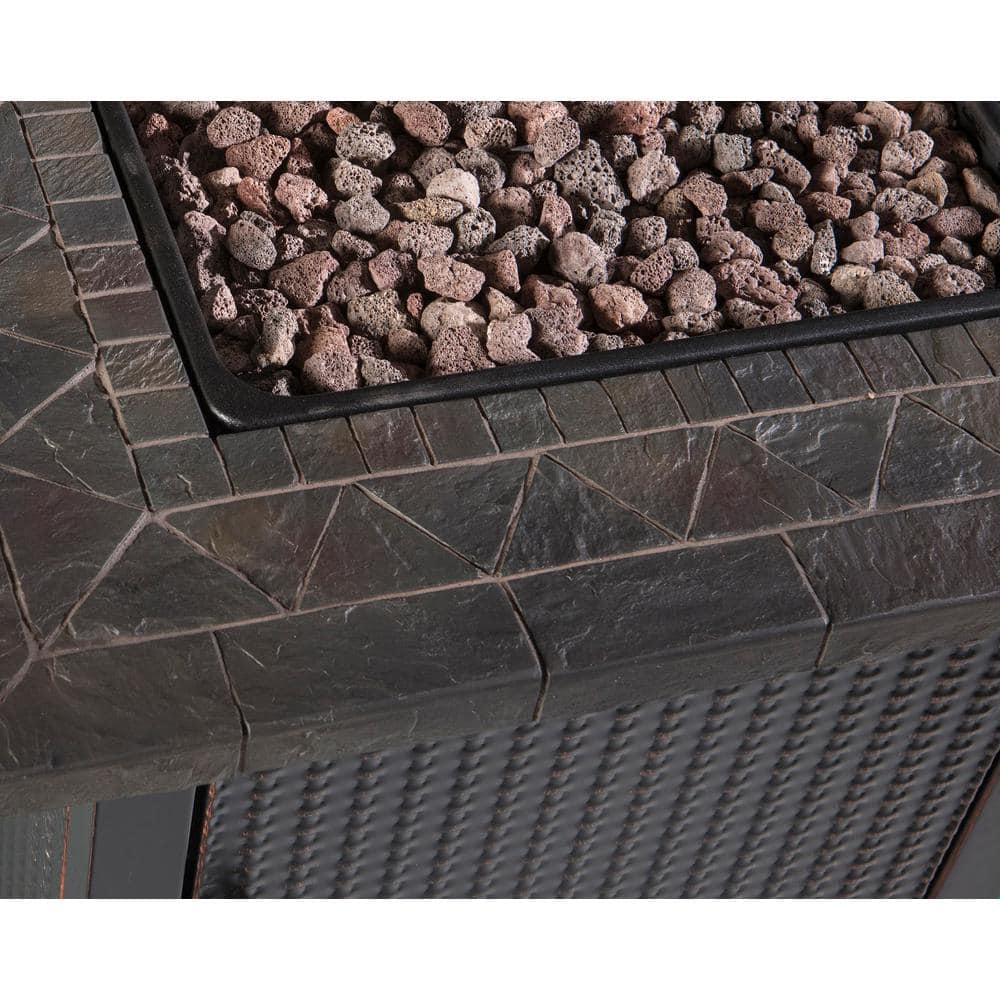 Black and Brown Steel Outdoor Gas Fire Pit Table