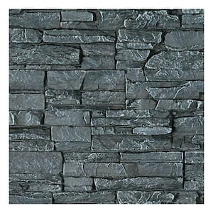 Sample - 1-1/4 in. x 9 in. Slate Gray Urethane Canyon Ridge Stacked Stone, StoneWall Faux Stone Siding Panel Moulding