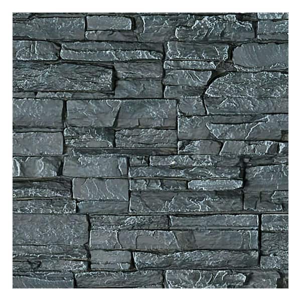 Ekena Millwork Sample - 1-1/4 in. x 9 in. Slate Gray Urethane Canyon Ridge Stacked Stone, StoneWall Faux Stone Siding Panel Moulding